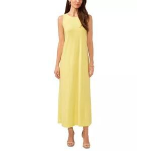 Vince Camuto Women’s Yellow Sleeveless Keyhole-Back Crewneck Maxi Dress Sz L NWT